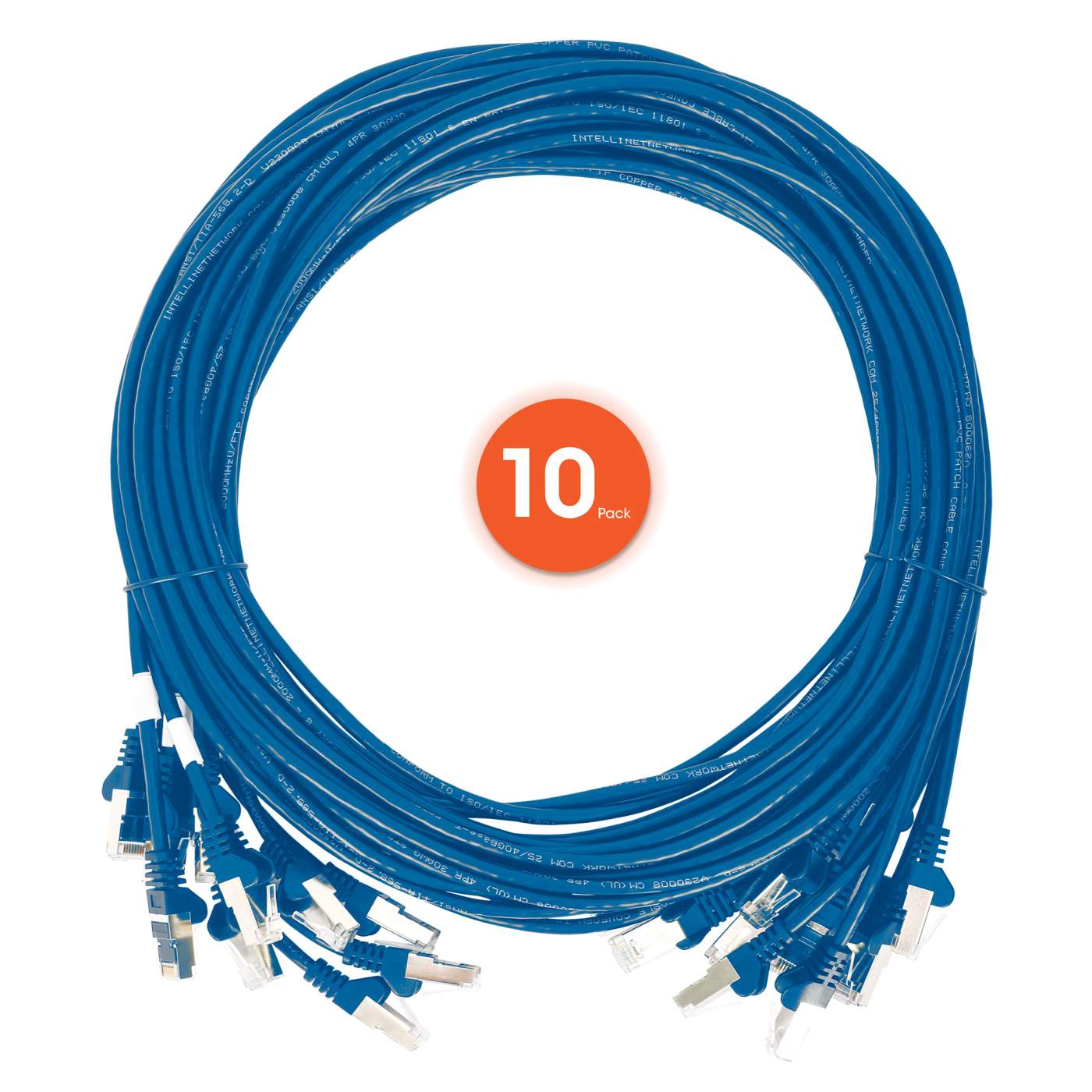 Paquete de 10 cables patch slim Cat6, 0.15 m, U/UTP, Azul Image 7