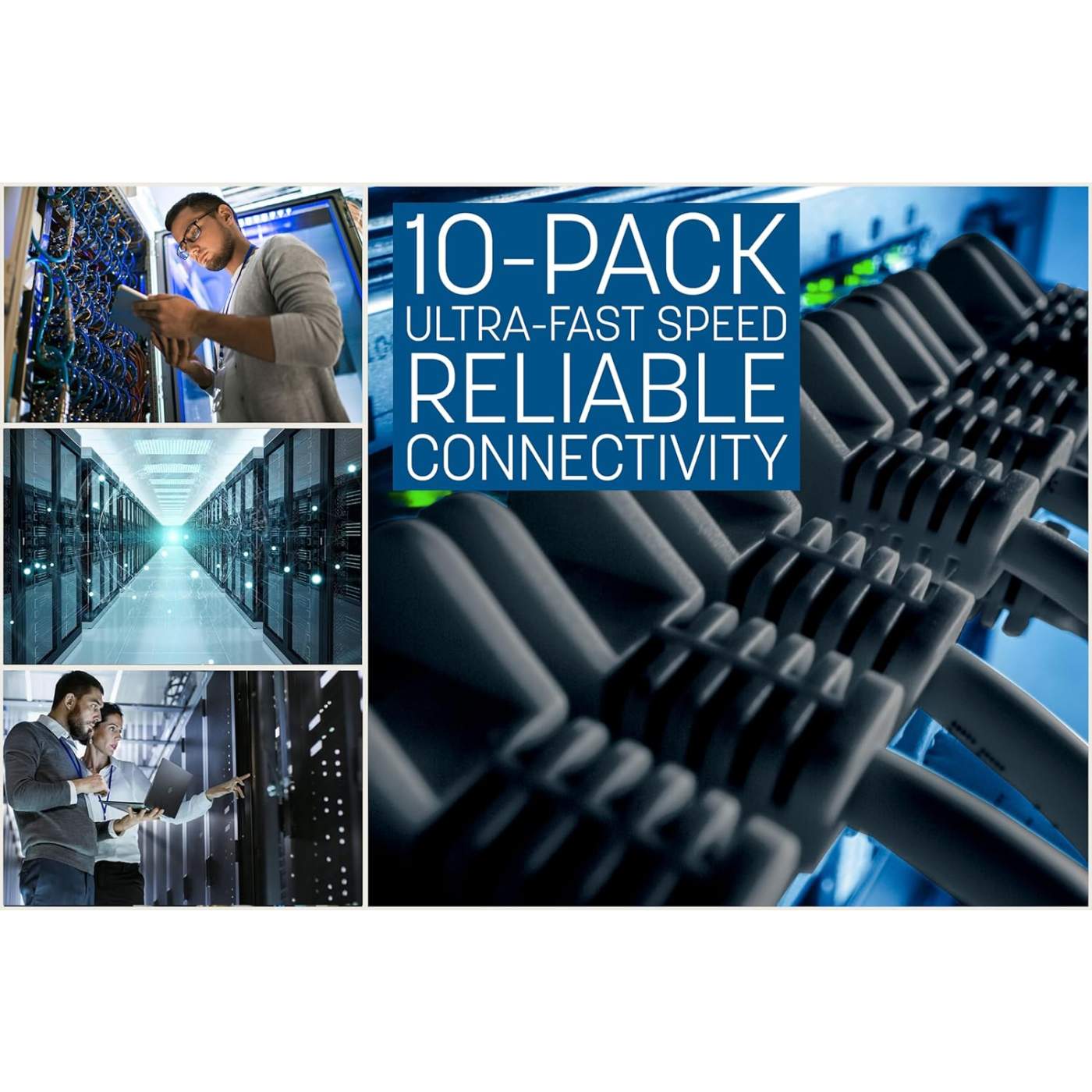 Paquete de 10 cables patch slim Cat6, 2.1 m, U/UTP, Negro Image 11