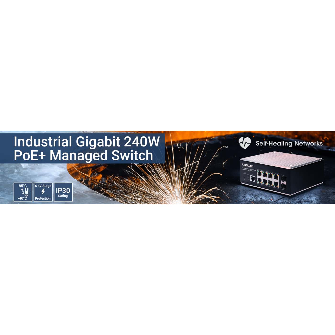 Switch industrial PoE+ con 8 puertos Gigabit Ethernet administrado por Web con 2 puertos SFP Image 10