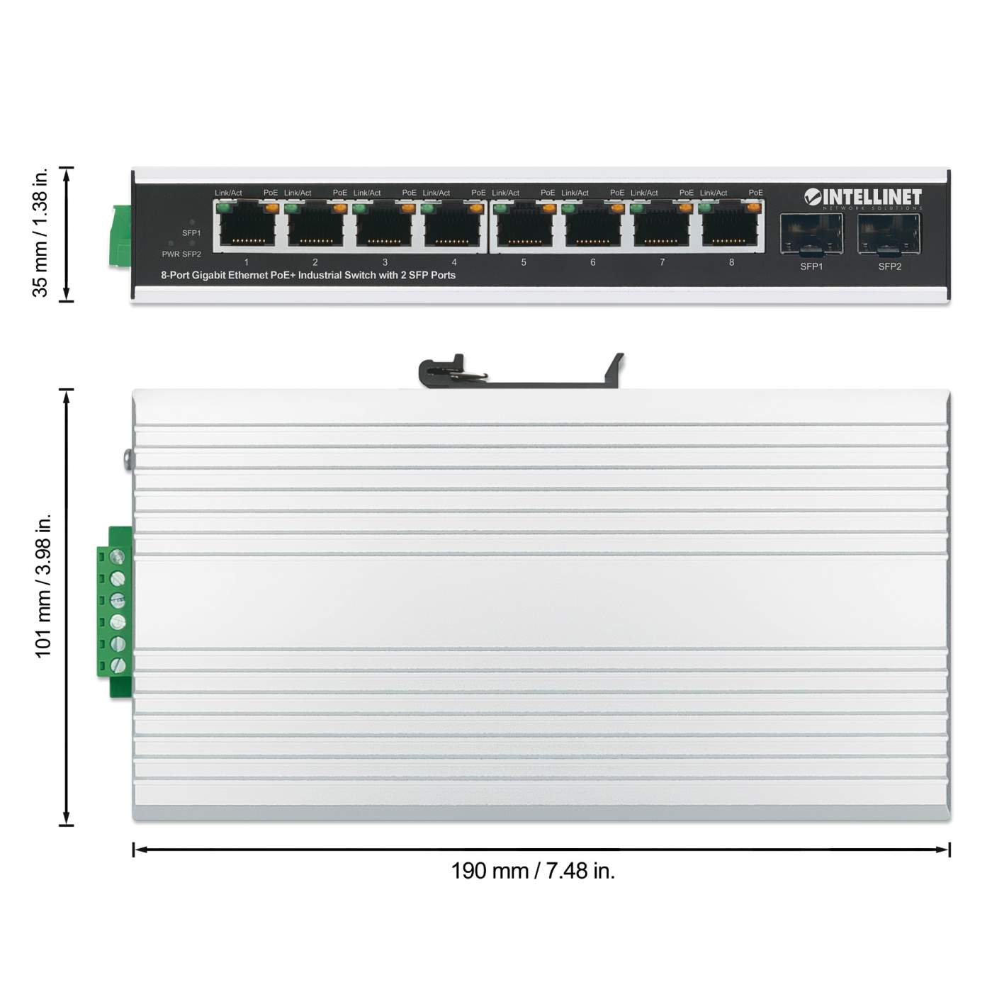 Switch industrial PoE+ con 8 puertos Gigabit Ethernet + 2 SFP Image 7