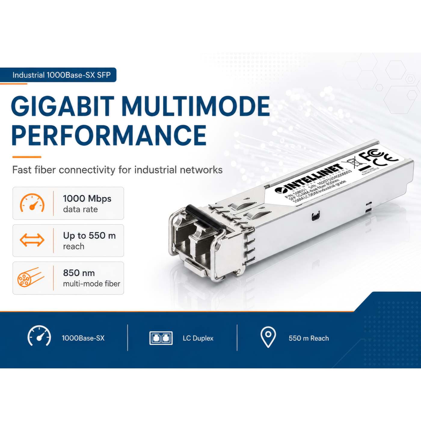 Módulo transceptor óptico SFP de fibra Gigabit industrial Image 8