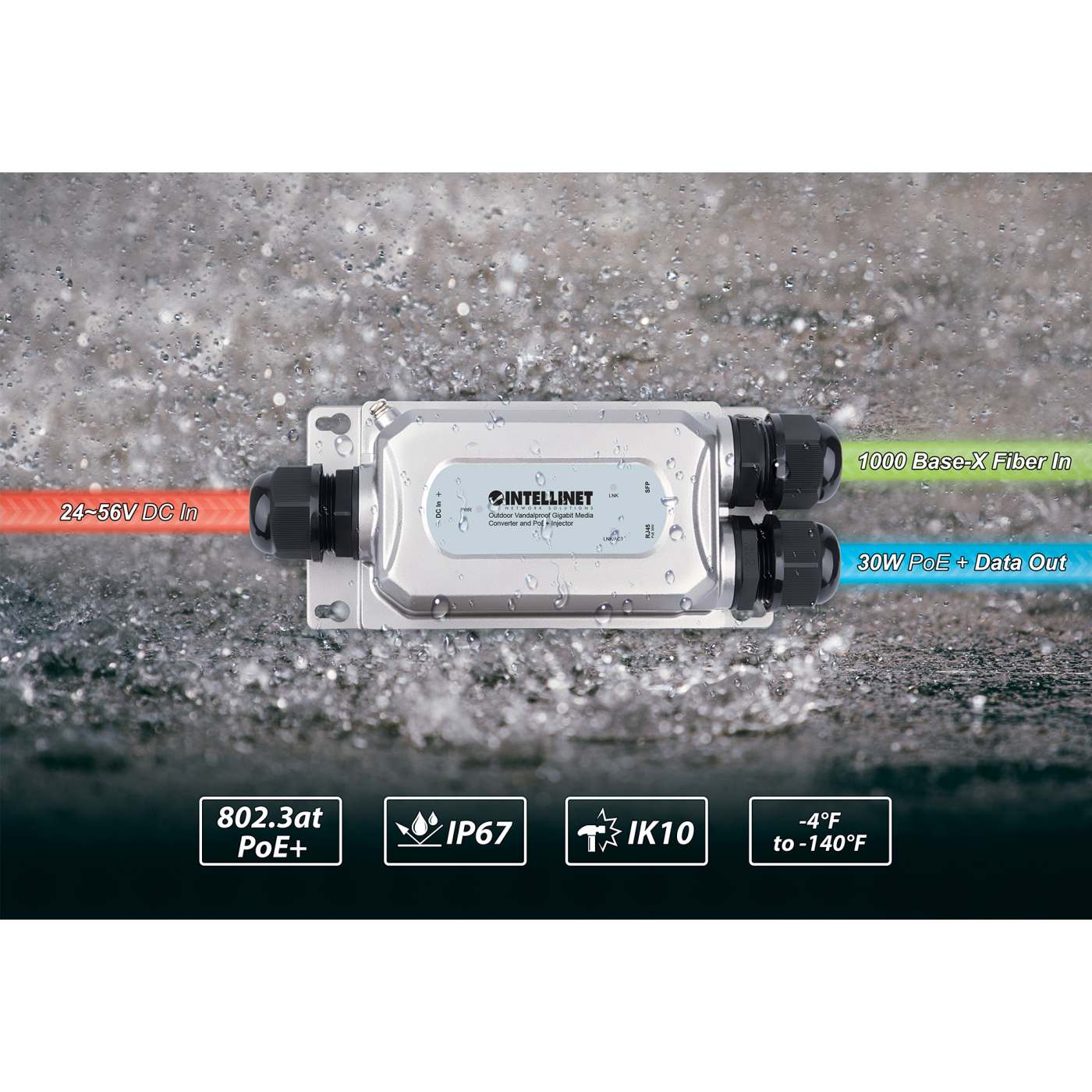 Convertidor de Medios Gigabit e Inyector PoE+ antivandálico para exteriores Image 13
