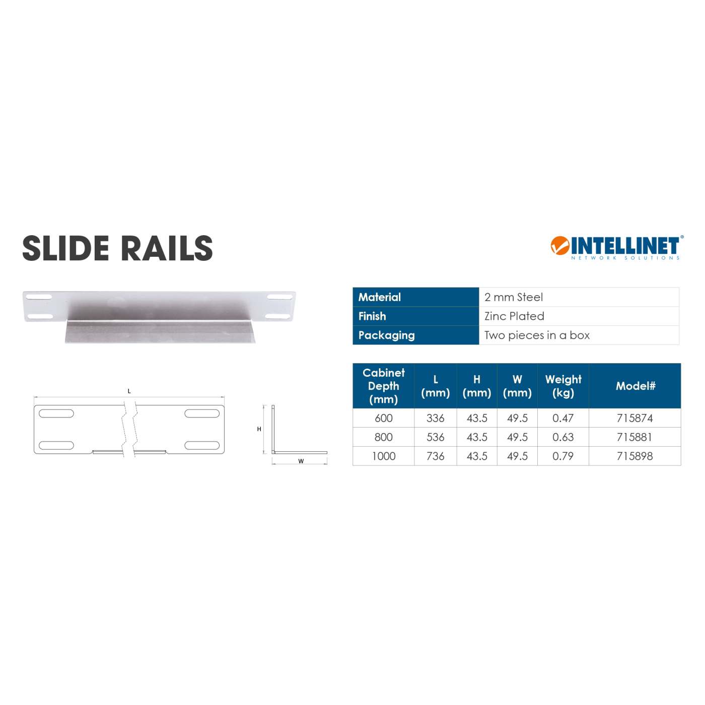 Rieles de deslizamiento para gabinetes de 19" Image 2