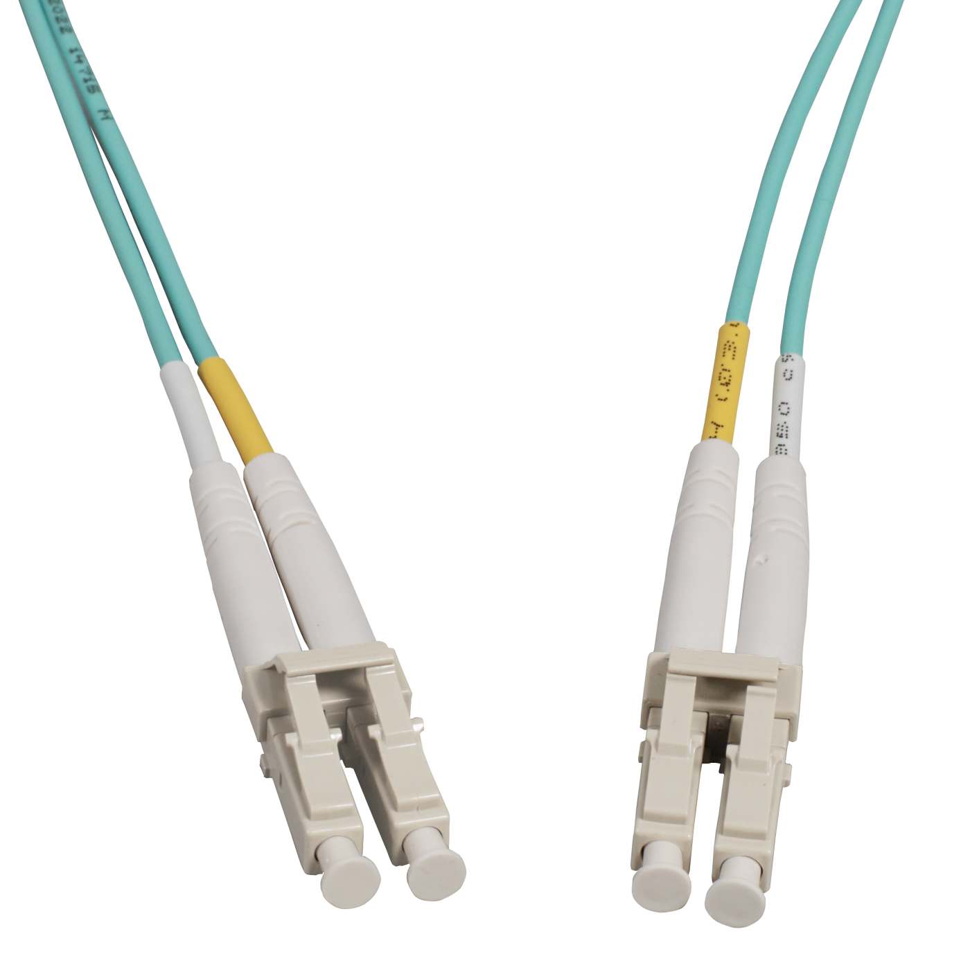 Cable de fibra óptica de 0.5 m LC a LC UPC, 2.0 mm, dúplex, OFNR, OM4 multimodo, Aqua Image 2