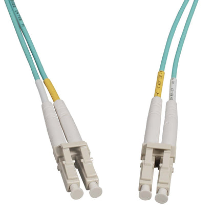 Cable de fibra óptica de 0.5 m LC a LC UPC, 2.0 mm, dúplex, OFNR, OM4 multimodo, Aqua Image 2