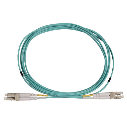 Cable de fibra óptica de 0.5 m LC a LC UPC, 2.0 mm, dúplex, OFNR, OM4 multimodo, Aqua Image 3