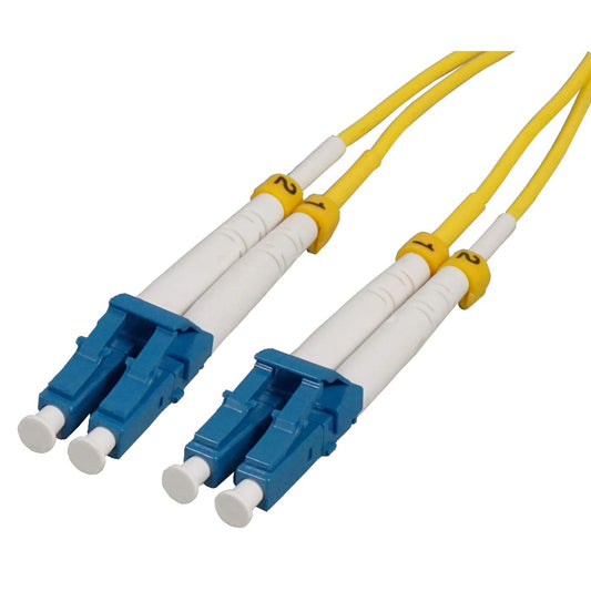Cable de fibra óptica de 0,5 m LC a LC UPC, 2.0 mm, dúplex, OFNR, con una vía de propagación BIF, amarillo Image 1