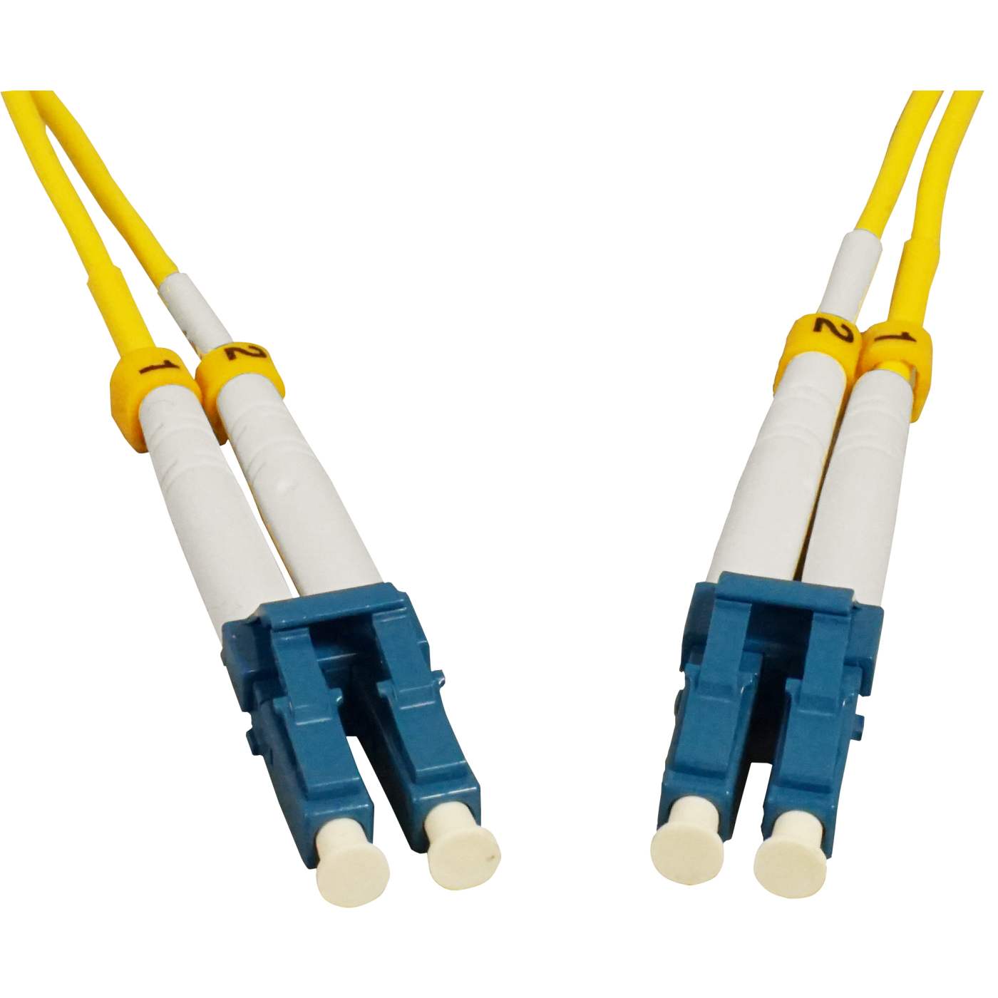 Cable de fibra óptica de 0,5 m LC a LC UPC, 2.0 mm, dúplex, OFNR, con una vía de propagación BIF, amarillo Image 3