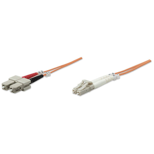 Cable de conexión de fibra óptica LC a SC UPC de 1 m, 3,0 mm, dúplex, LSZH, OM1 multimodo, naranja Image 1