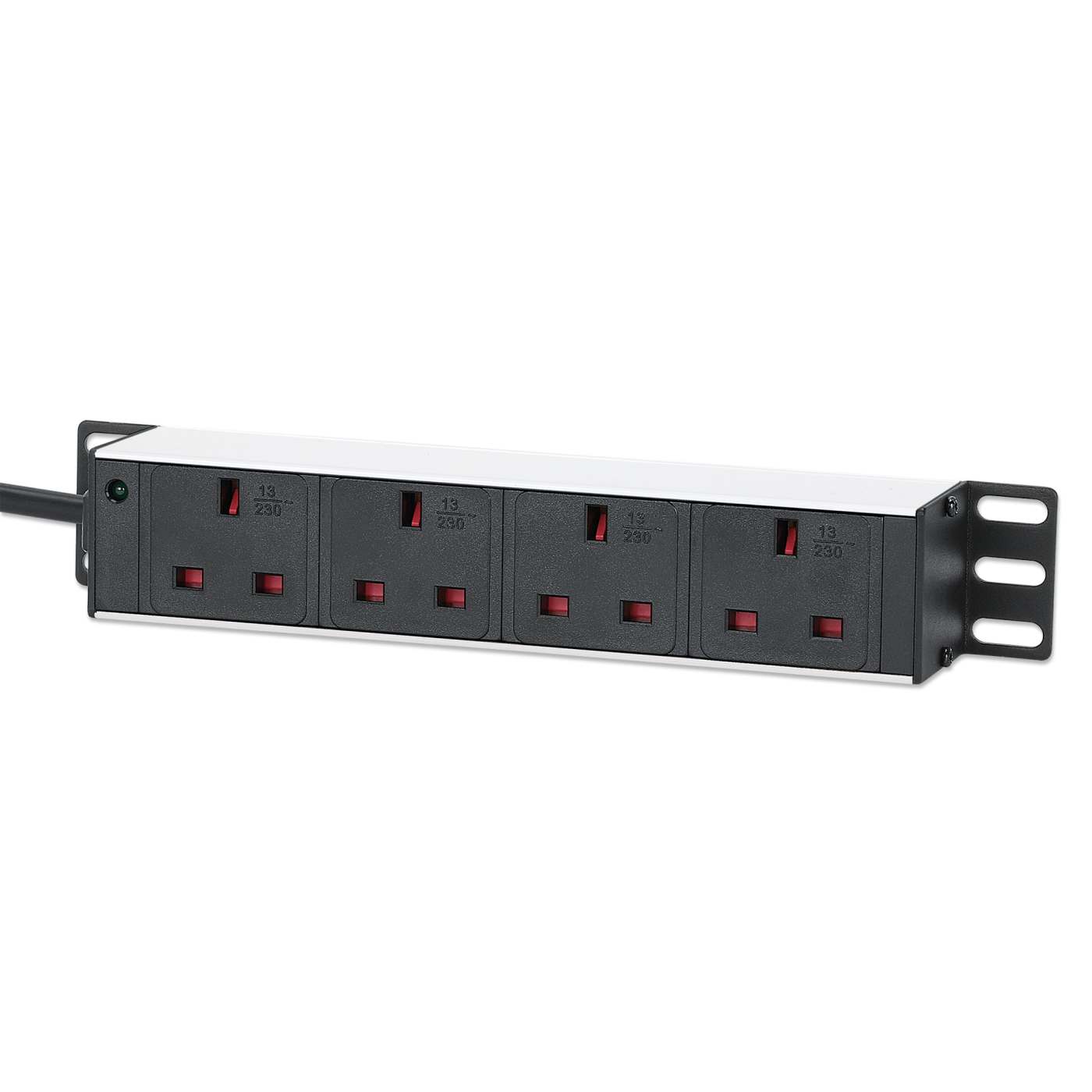 Unidad de distribución de energía (PDU) de 4 salidas para montaje en rack 1U de 10". Image 1