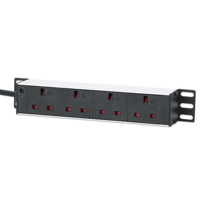 Unidad de distribución de energía (PDU) de 4 salidas para montaje en rack 1U de 10". Image 1