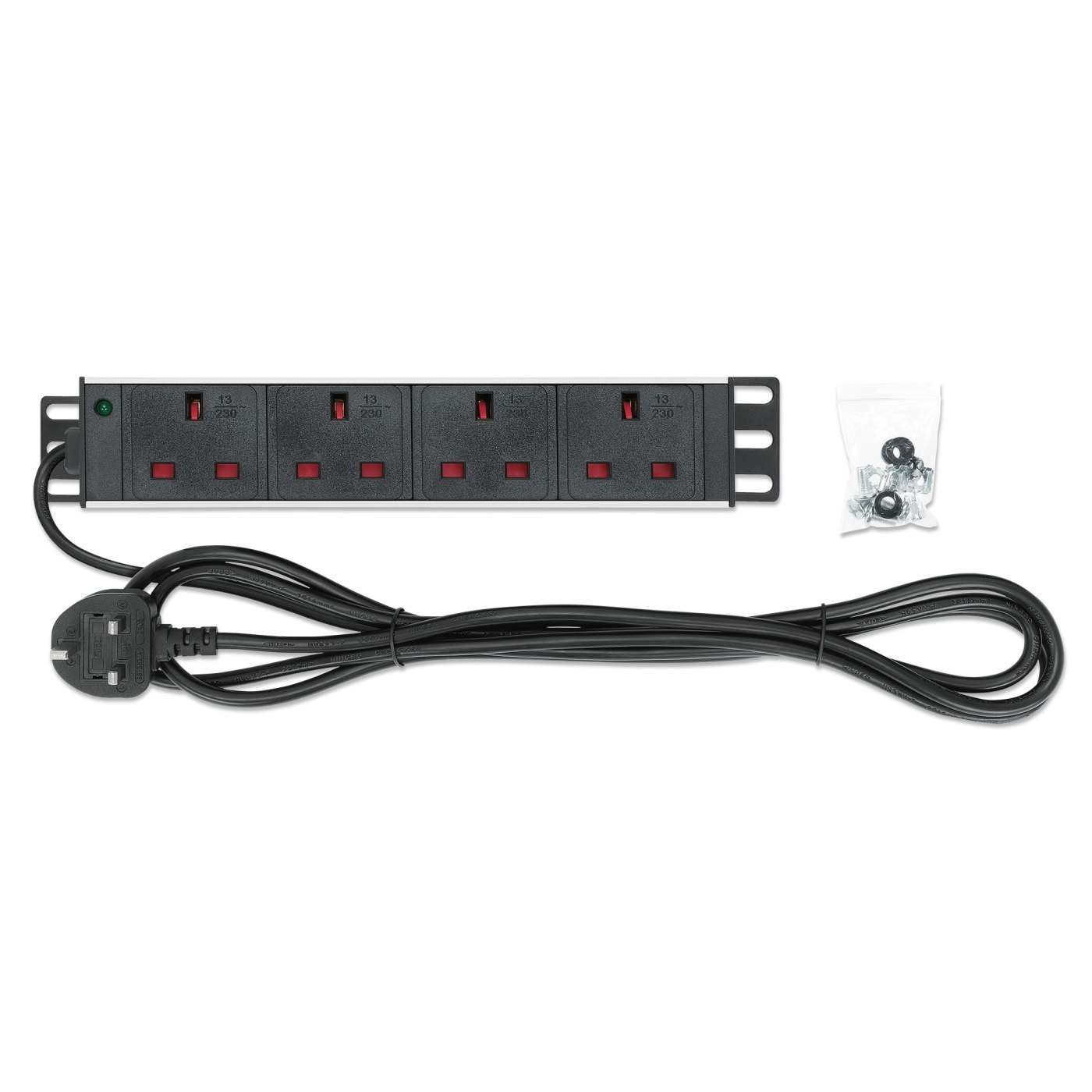 Unidad de distribución de energía (PDU) de 4 salidas para montaje en rack 1U de 10". Image 5