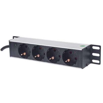 Barra multicontactos de 4 salidas para montaje en 1 U de rack de 10" - Enchufes Tipo Alemán Image 1