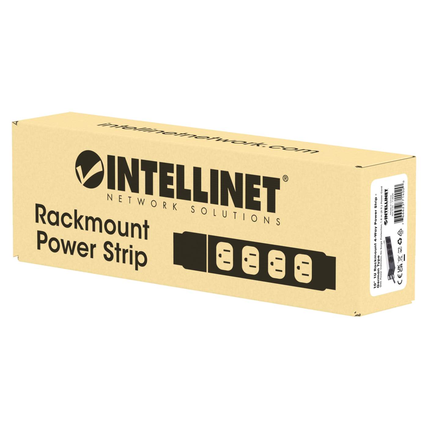 Barra multicontactos de 4 salidas para montaje en 1 U de rack de 10" - Enchufes Tipo Alemán Packaging Image 2