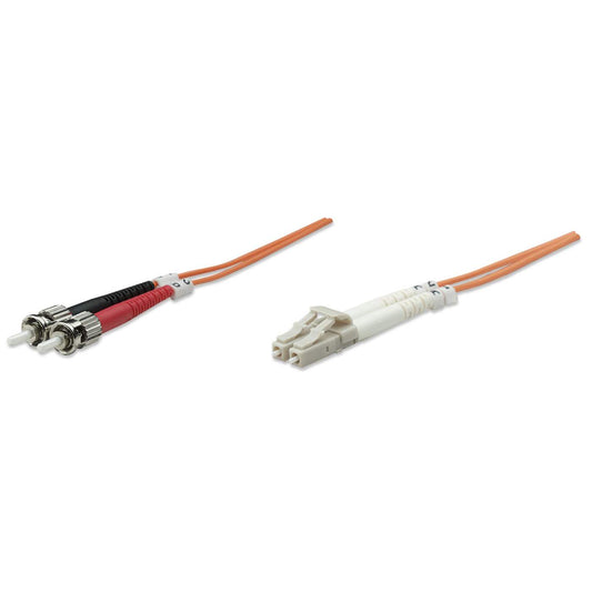 Cable de fibra óptica de 10 m LC a ST UPC, 3,0 mm, dúplex, LSZH, OM2 multimodo, naranja. Image 1