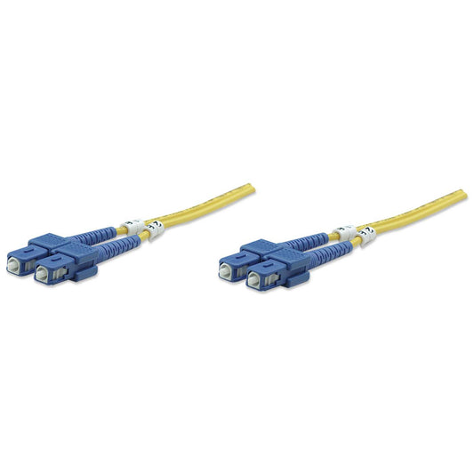 Cable de fibra óptica de 10 m SC a SC UPC, 3.0 mm, dúplex, LSZH, monomodo OS2, amarillo Image 1