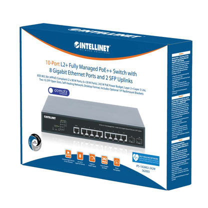 Switch Administrable L2+ con 8 puertos PoE++ Gigabit y 2 enlaces ascendentes SFP Packaging Image 2