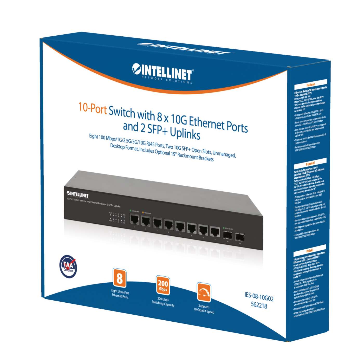 Switch de 10 puertos con 8 puertos 10Gb Ethernet y 2 enlaces ascendentes SFP+ Packaging Image 2