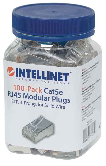 Plugs Modulares RJ45 Cat5e, Pack con 100 piezas Packaging Image 2