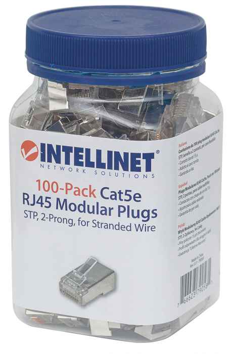 Plugs Modulares RJ45 Cat5e, Pack con 100 piezas Packaging Image 2