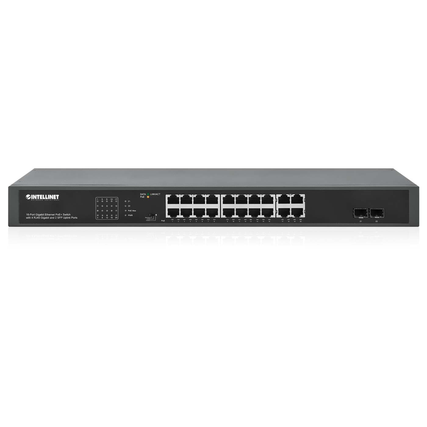 Switch Gigabit con 16 puertos PoE+, 4 puertos de cobre y 2 puertos SFP Image 6