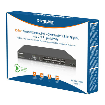 Switch Gigabit con 16 puertos PoE+, 4 puertos de cobre y 2 puertos SFP Packaging Image 2
