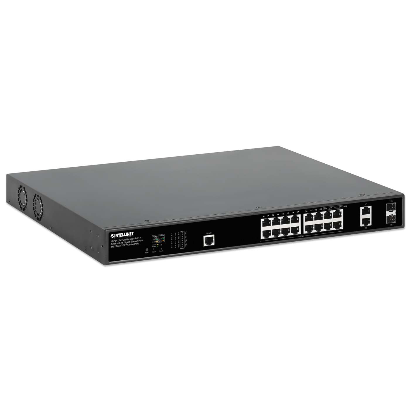 Switch PoE++ de 18 puertos L2+ totalmente gestionado con 16 puertos Gigabit Ethernet y 2 puertos combo Base-T/SFP Image 2