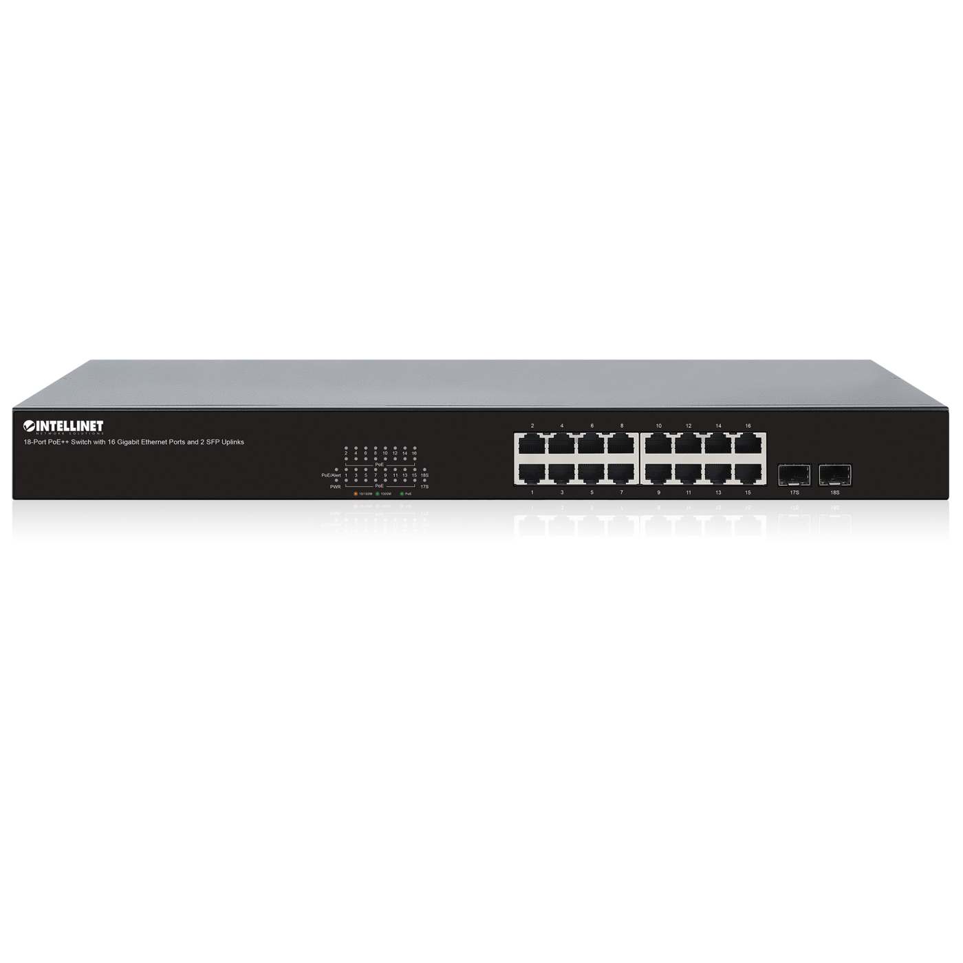 Switch PoE++ de 18 puertos con 16 puertos Gigabit Ethernet y 2 enlaces ascendentes SFP Image 5