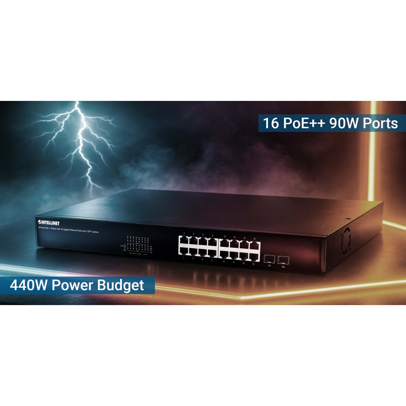 Switch PoE++ de 18 puertos con 16 puertos Gigabit Ethernet y 2 enlaces ascendentes SFP Image 8