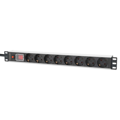 Barra multicontactos de 8 salidas para montaje en 1 U de rack de 19" - Enchufes Tipo Aleman Image 1