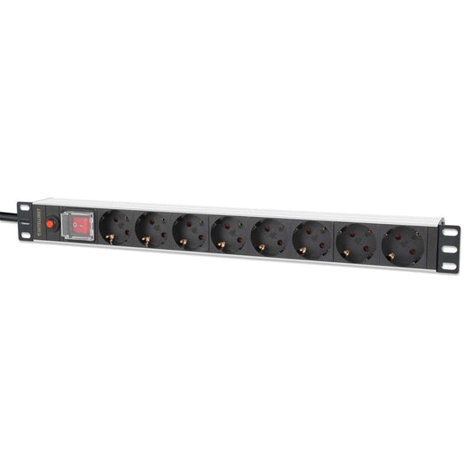 Barra multicontactos de 8 salidas para montaje en 1 U de rack de 19" - Enchufes Tipo Aleman Image 1