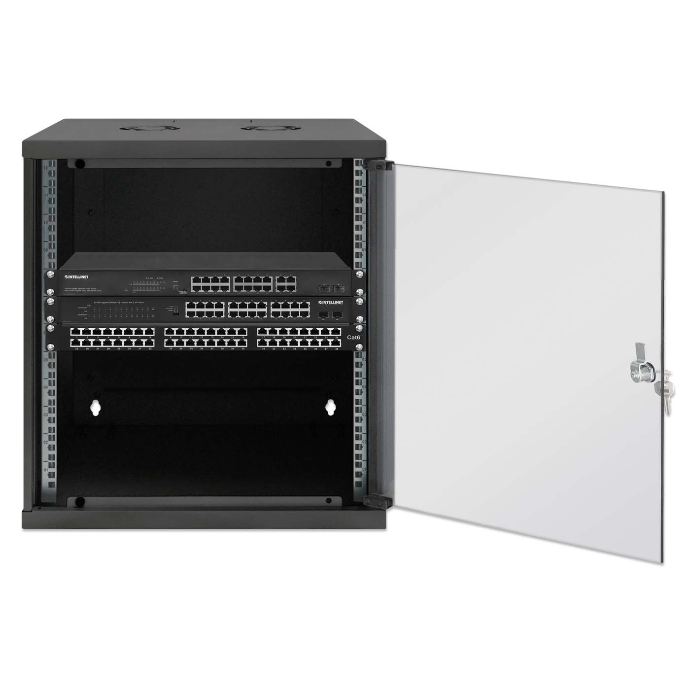 Gabinete de red básico para montaje en pared 19",  12U, 400 mm. Profundidad, negro Image 4