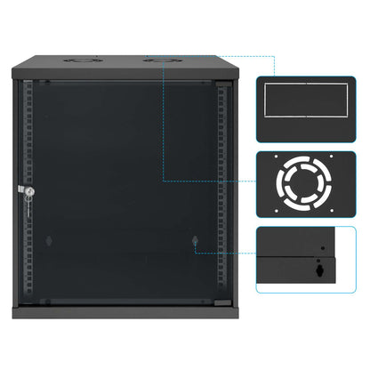 Gabinete de red básico para montaje en pared 19",  12U, 400 mm. Profundidad, negro Image 9