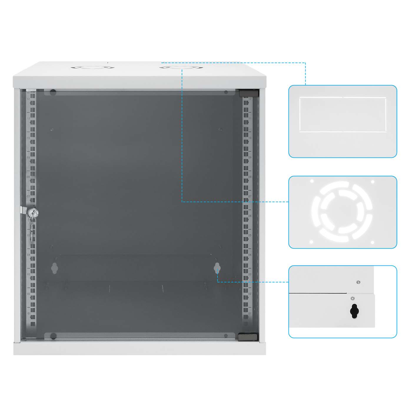 Programa básico de Gabinete de Pared de 19", 12 U, 400 mm, Profundo, Gris Image 9