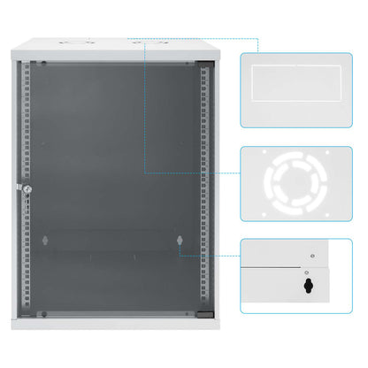 Gabinete de red básico para montaje en pared 19", 15U, 400 mm. Profundidad, Gris Image 9