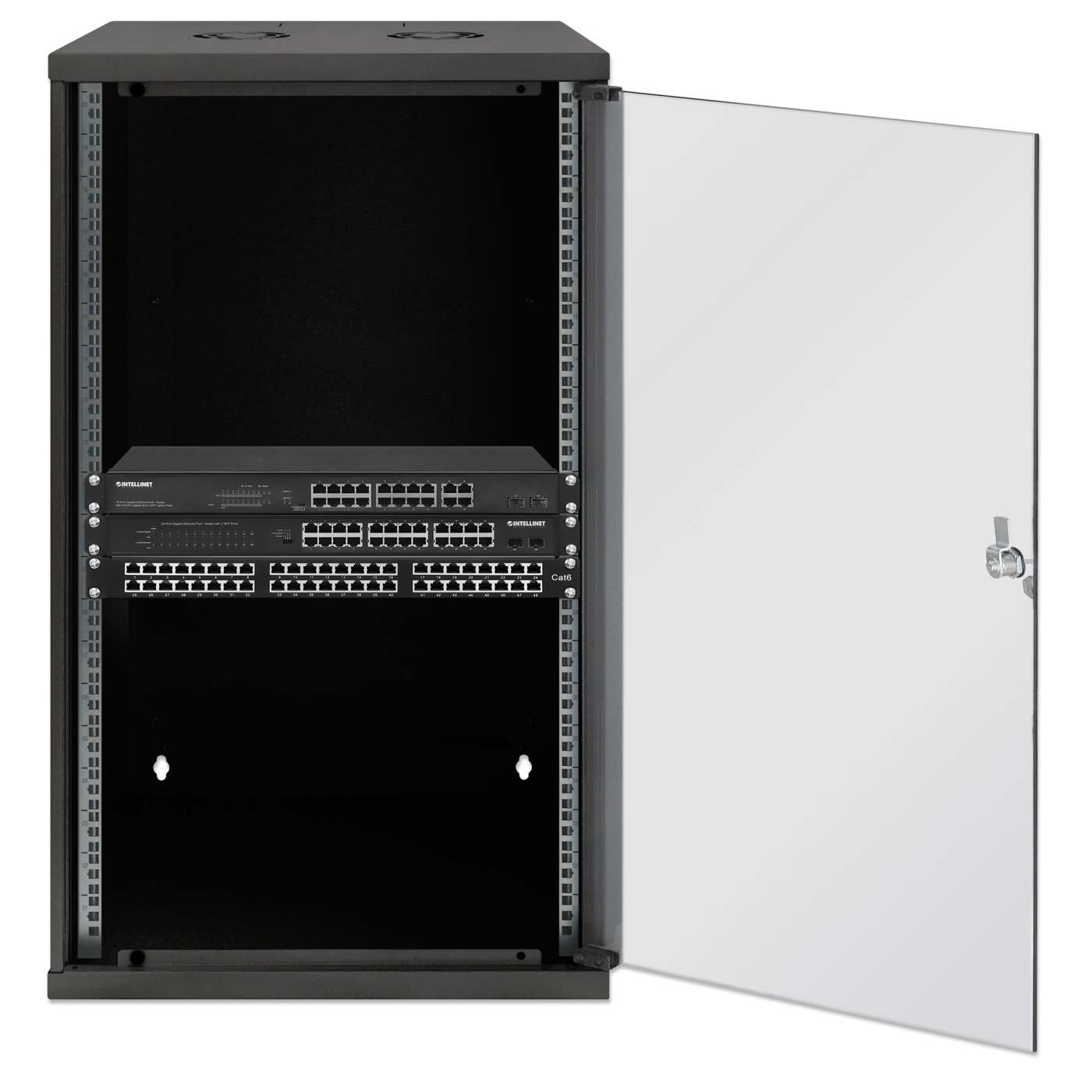 Gabinete de red básico para montaje en pared 19",  20U, 400 mm. Profundidad, Negro Image 4