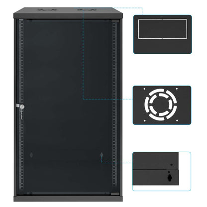 Gabinete de red básico para montaje en pared 19",  20U, 400 mm. Profundidad, Negro Image 9