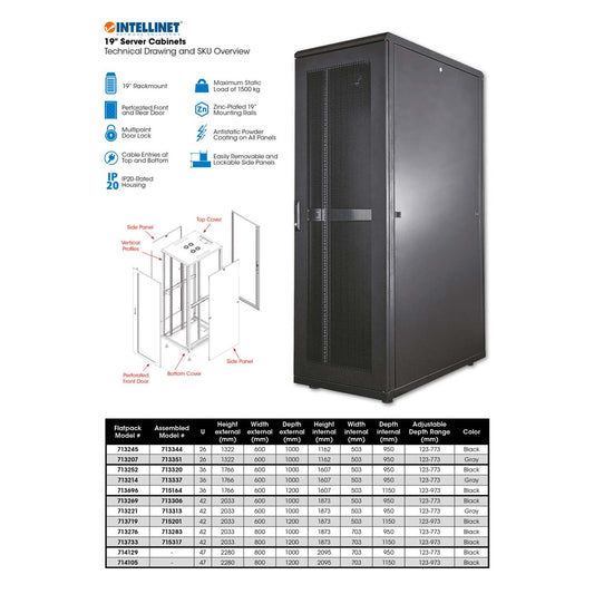 Armario para servidores de 19", 42U, 1000 (profundidad) x 800 (anchura) x 2033 (altura) mm, negro Image 12