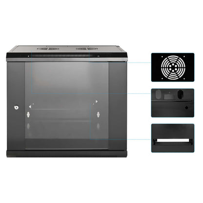 Armario de pared de 19", 9U, 600 mm (23,6 pulgadas) de profundidad, negro Image 6