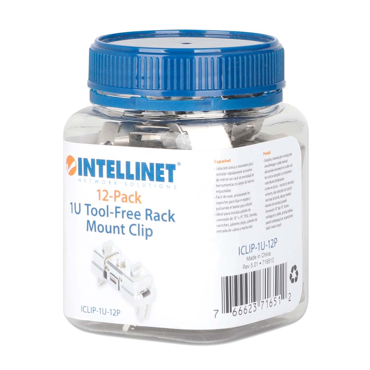 Clip para montaje en rack de 19", 1U, Paquete de 12 pzas  Packaging Image 2