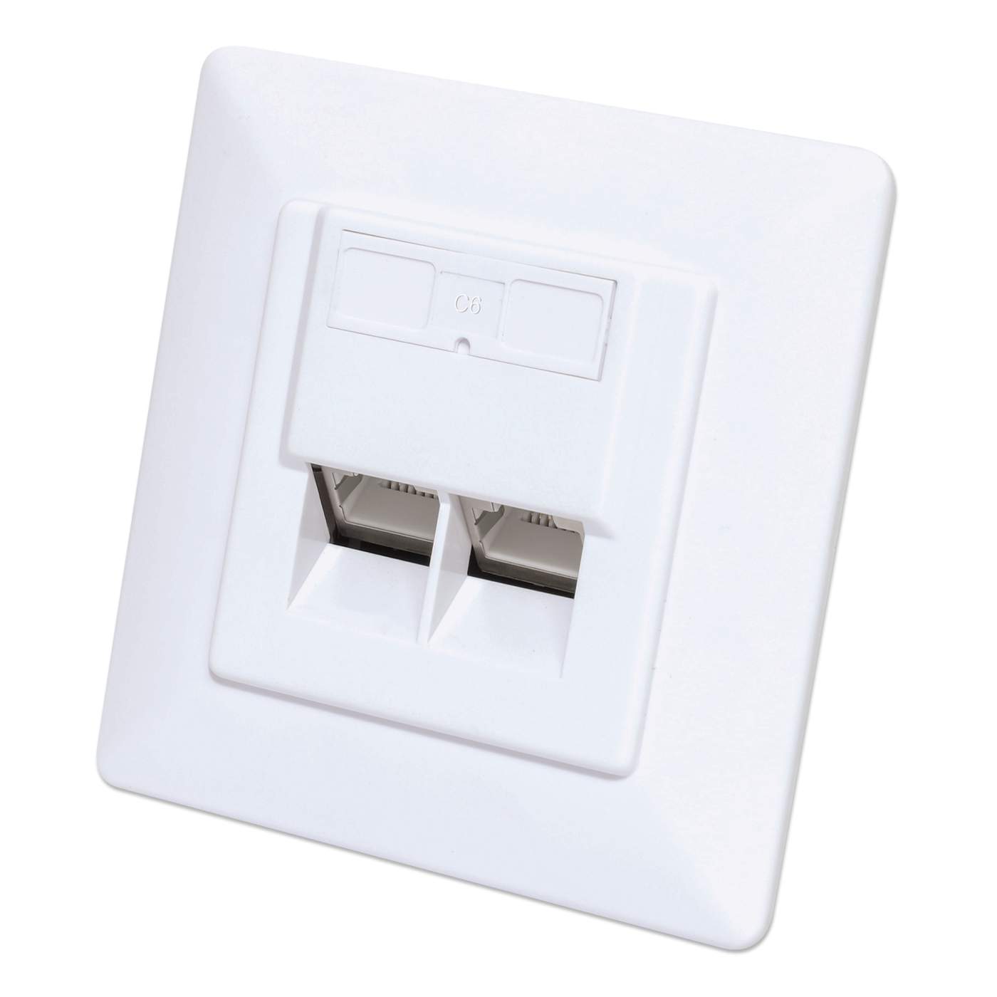 Placa de pared RJ45 blindada de 2 puertos Cat6 10G Image 1