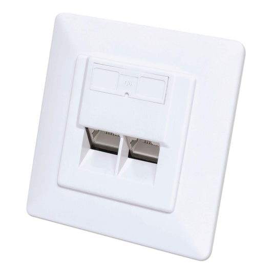 Placa de pared RJ45 blindada de 2 puertos Cat6 10G Image 1