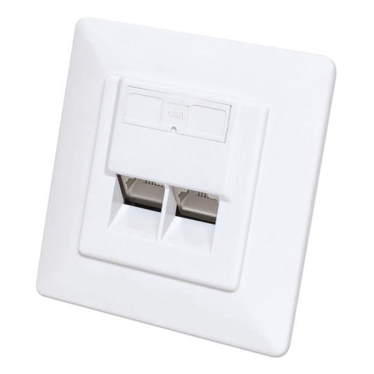 Placa de pared RJ45 blindada de 2 puertos Cat6 10G Image 1