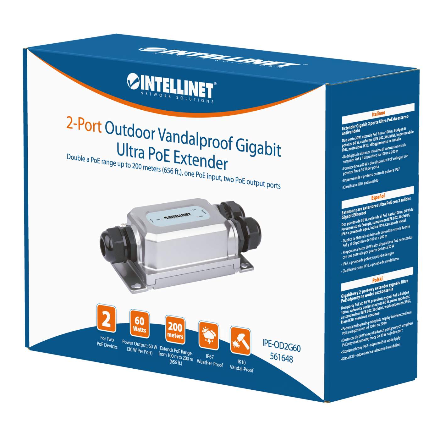 Extensor Gigabit PoE++ antivandálico de 2 puertos para exteriores Packaging Image 2
