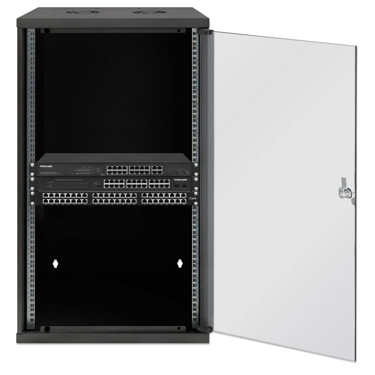 Gabinete de red básico para montaje en pared 19",  20U, 400 mm. Profundidad, Negro Image 4