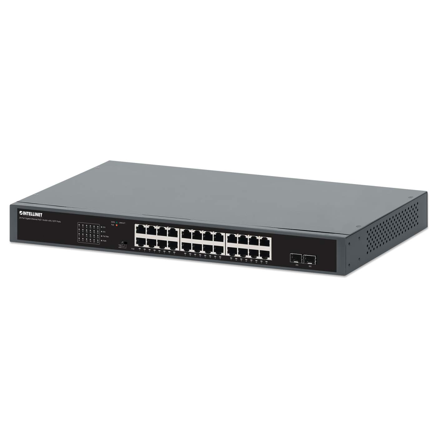 Switch PoE+ Gigabit Ethernet de 24 puertos con 2 puertos SFP, Extensión PoE a 250 m Image 1