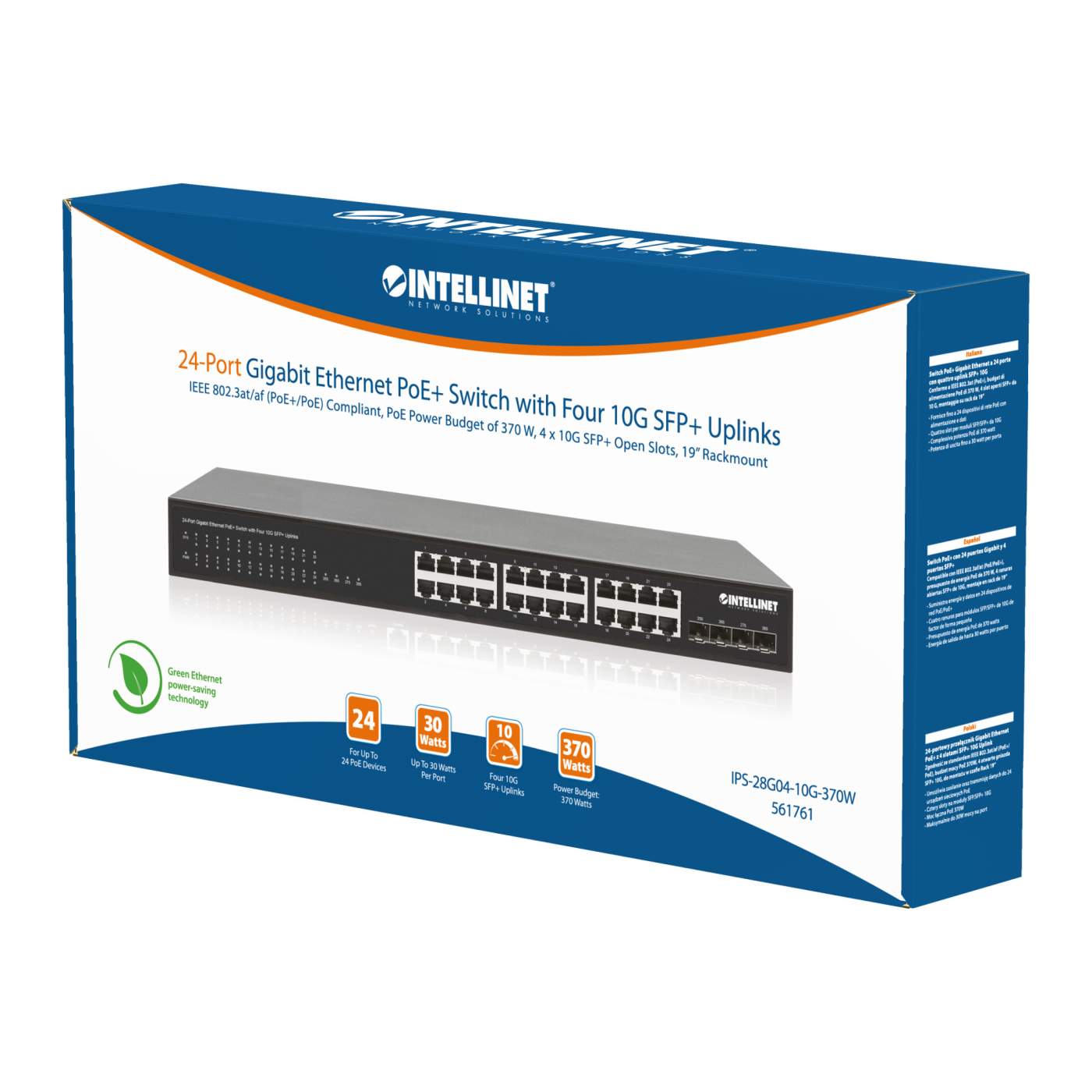 Switch PoE+ con 24 puertos Gigabit y 4 puertos 10G SFP+ Packaging Image 2