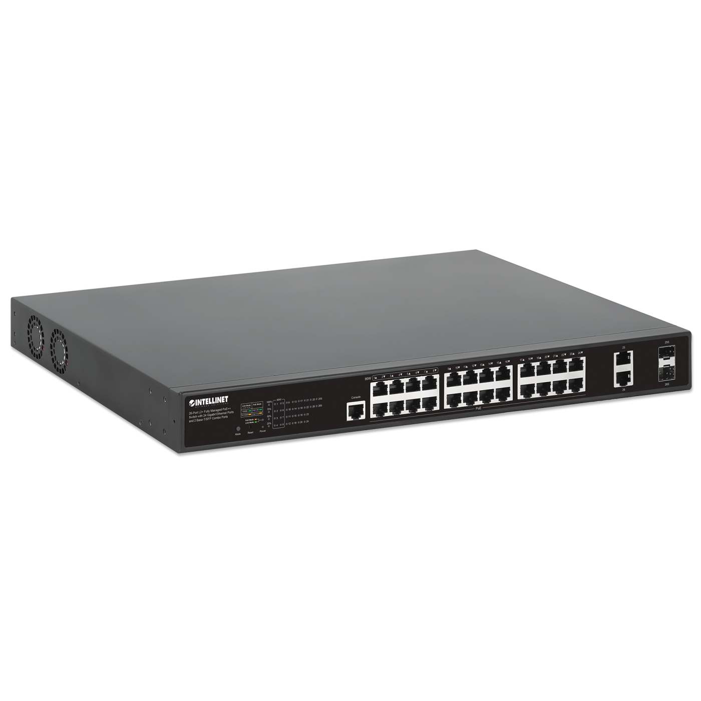 Switch PoE++ de 26 puertos L2+ totalmente gestionado con 24 puertos Gigabit Ethernet y 2 puertos combo Base-T/SFP Image 2