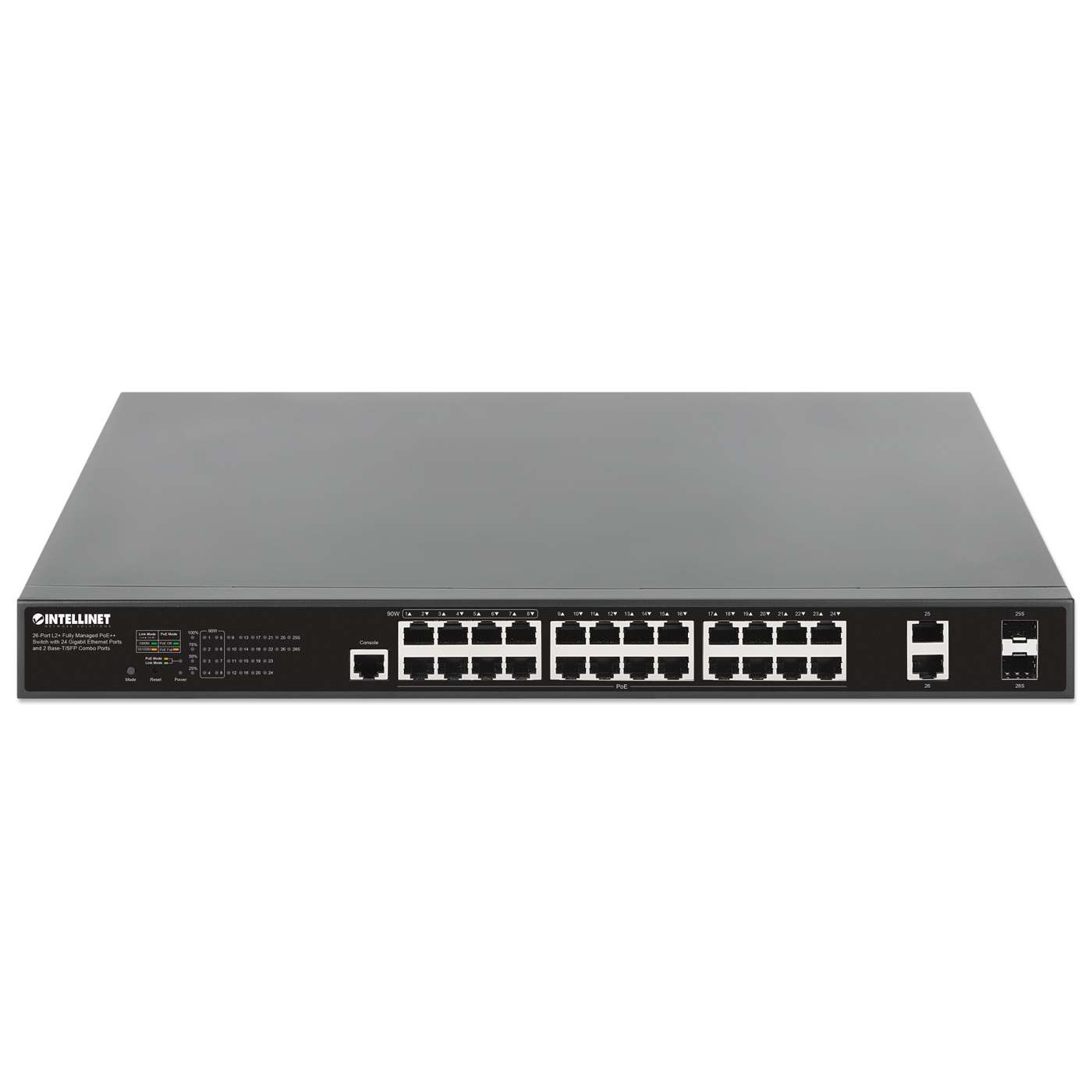 Switch PoE++ de 26 puertos L2+ totalmente gestionado con 24 puertos Gigabit Ethernet y 2 puertos combo Base-T/SFP Image 3
