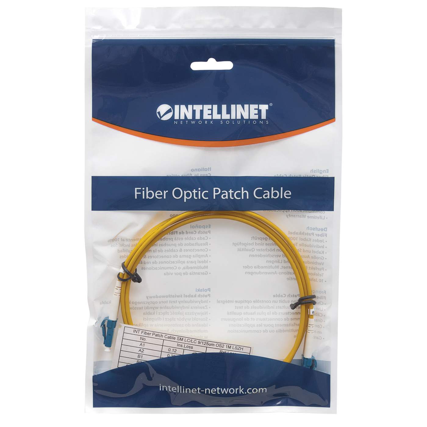 Cable de conexión de fibra óptica LC a ST UPC de 3m, 3.0 mm, dúplex, LSZH, OM1 multimodo, amarillo  Packaging Image 2